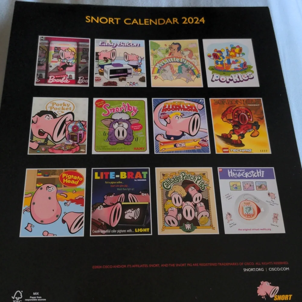 2024 Snort calendar classic toys, wall calendar featuring Snort and classic toys